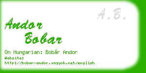 andor bobar business card