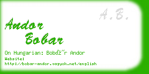 andor bobar business card